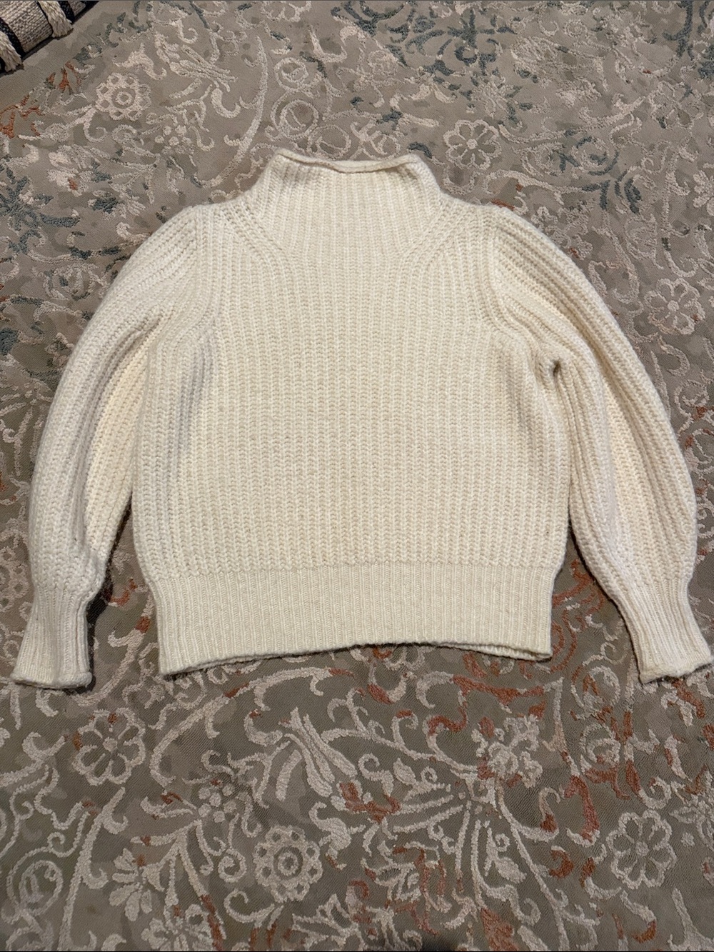 Madewell Classic Roll neck Cream Rib-Knit Women’s Sweater wool blend